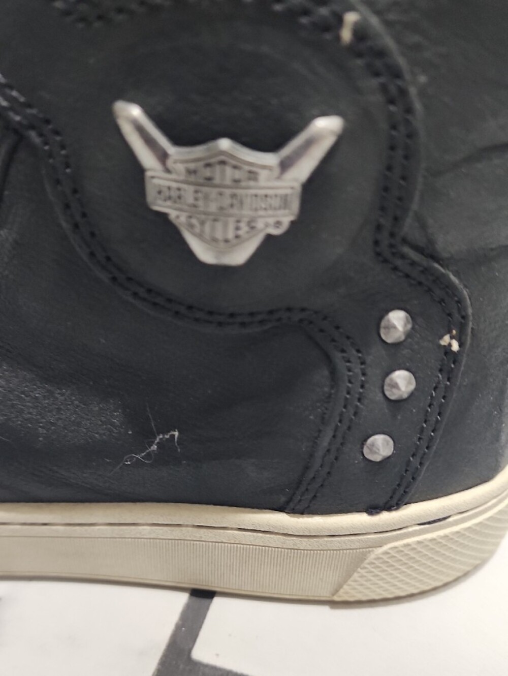 Harley-Davidson Black High Top Sneakers with Cream Sole - Picture 2 of 5